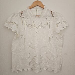 Elegant White Embroidered Lace Top